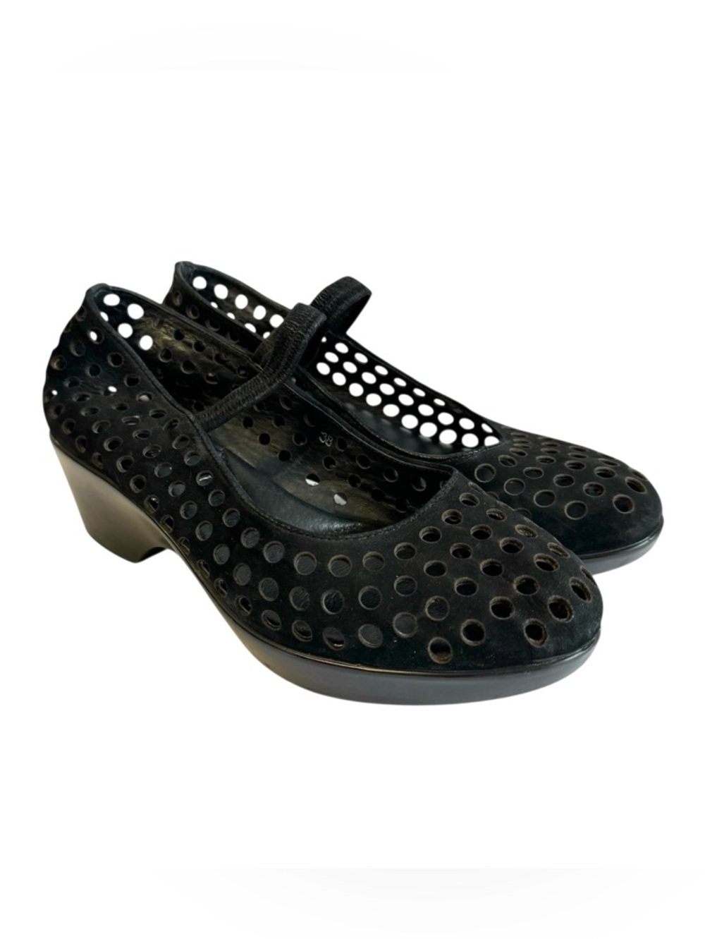 Cordani Clogs Perforated Italian Black Leather Comfort Shoes Womens 38 Lagenlook